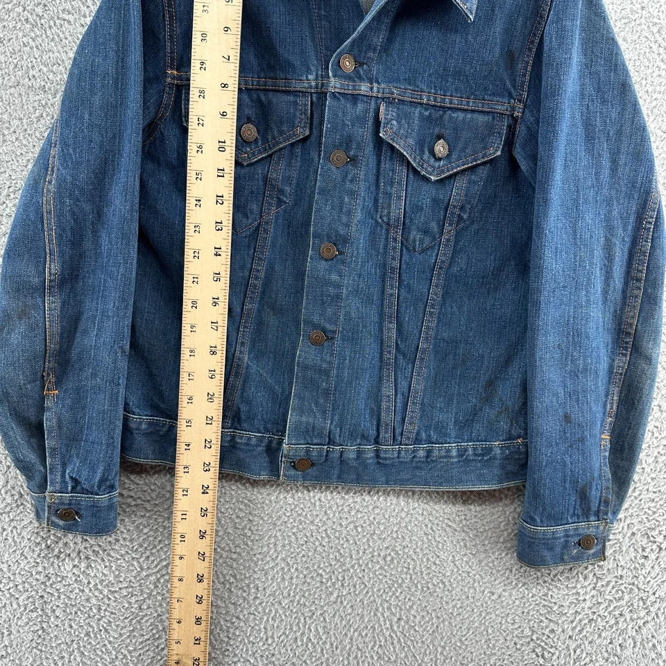 Chaqueta Levis De Colección Para Hombres 36 Mediana M Azul Grande E 525 Botón Años 60 Chaqueta Denim Foto 3 de 4