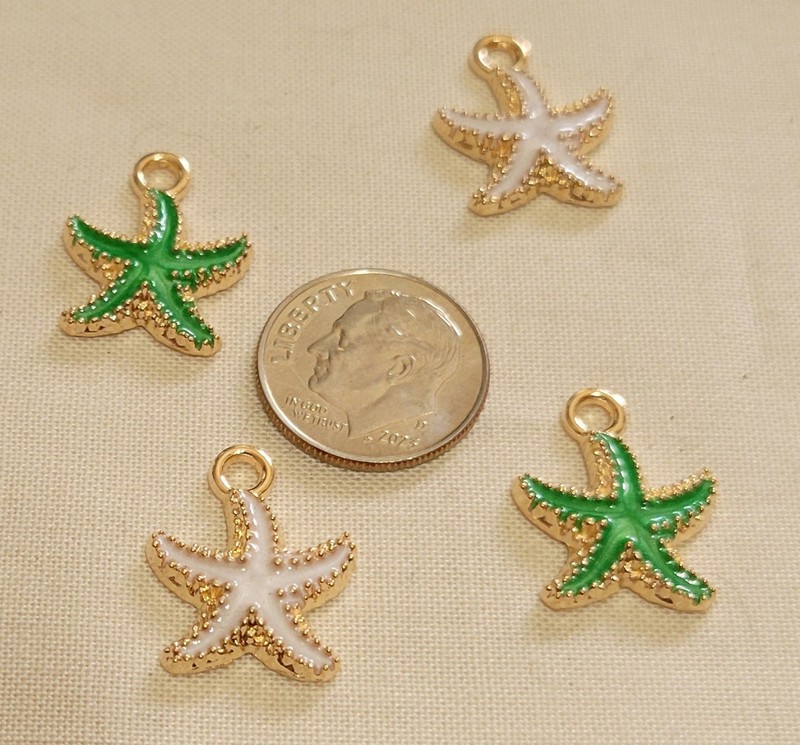 P17  18mm enameled metal starfish charms. will combine to save on shipping 