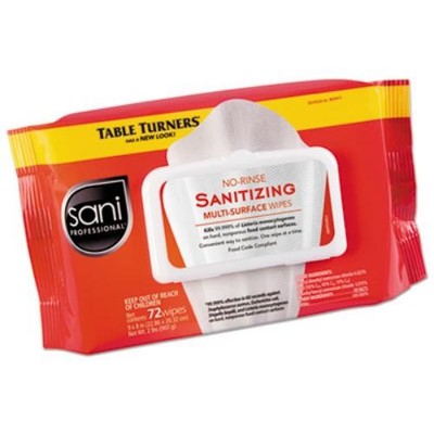 Nice-Pak M30472 Sanitizing Wipes 9''x8'' White 72 Wipes/pk