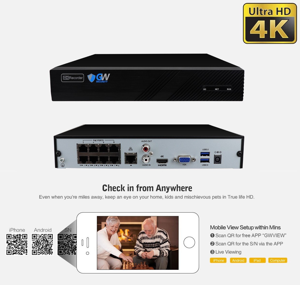 8채널 NVR 보안 카메라 시스템 (5MP AI IP 돔 카메라 8대, 내장 마이크 포함) 2