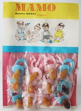12x Rare Vintage 60's Greek Mamo Dummy Pacifier Soft Teat Baby Greece New Nos 