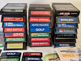 Intellivision Game Lot of 20 Games + Overlays & 5 Manuals, UNTESTED, AS-IS