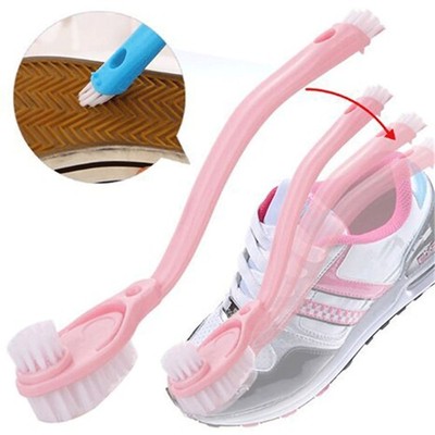 Pink Double Sided Shoe Brush Bow Shape Long Handle Multifunctional Cleaning Brus
