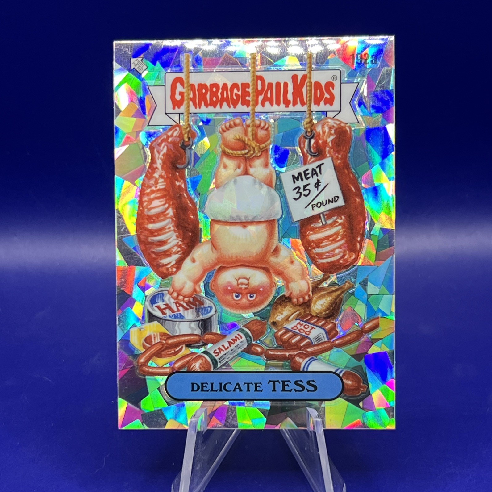2022 Topps Garbage Pail Kids Chrome Atomic Refractor #192a Delicate Tess front
