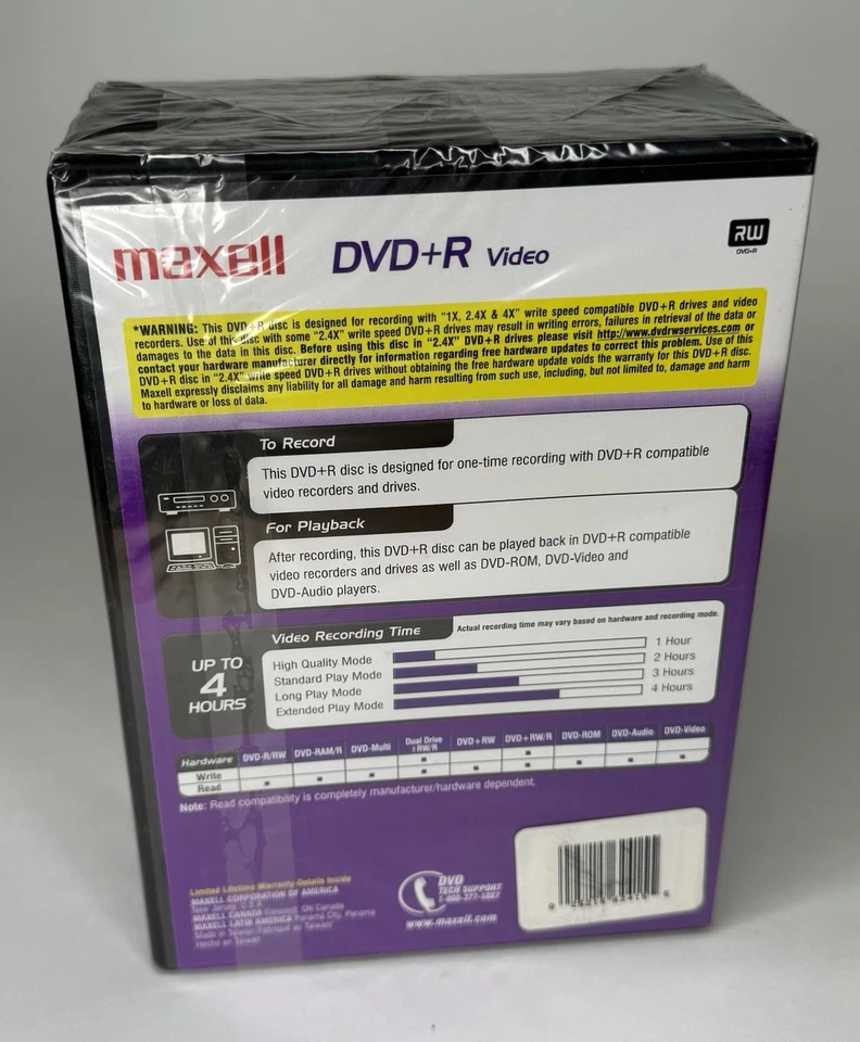 Maxell 5 Pack DVD+R Video Blank Discs 4.7 GB 120 Min 8X - New Sealed - Image 2 of 3