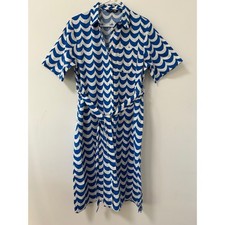 Uniqlo x Marimekko Wave Print Shirt Dress Women S Blue White Scandi Aesthetic