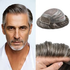 Swiss Lace Front Mens Toupee Hairpieces Mono Pu Hair Replacement System for Men