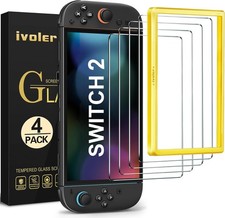 4-Pack Tempered Glass Screen Protector Designed for Nintendo Switch 2 2025 Easy