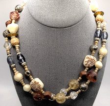 Lightweight Faux Stone and Bead Statement Necklace 36" Multi Colored