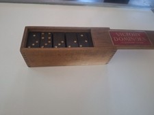 Antique 1921 Victory Dominoes Set In Wooden Box