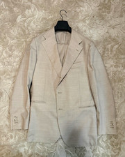 Suitsupply Beige 4 ply Wool 2pc Suit 48R Tailored Fit Flat Front Inseam 32