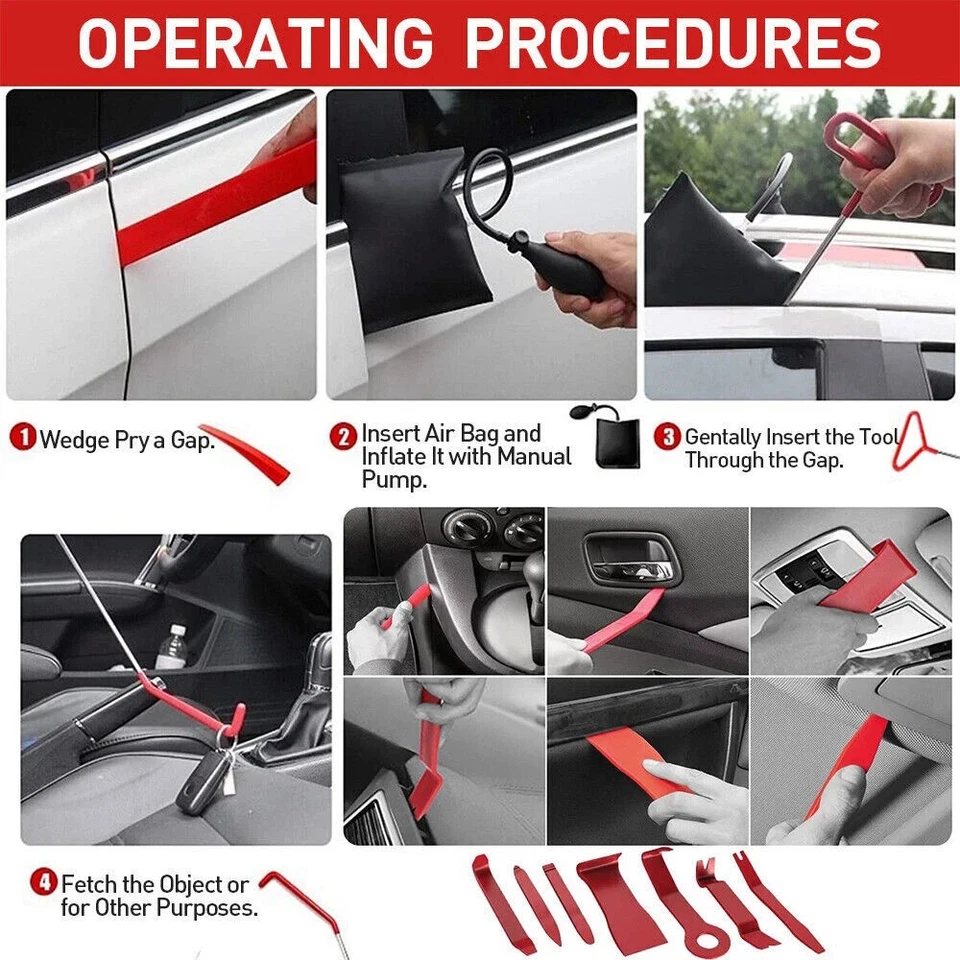 31Pc Emergency Kits Auto Tool Window-Car Door Open Unlock Lock Out Universal Kit Foto 4 de 4