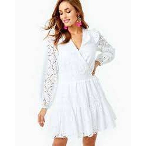 NWT Lilly Pulitzer Taviana Dress Resort White Circle Bloom Eyelet Size 16