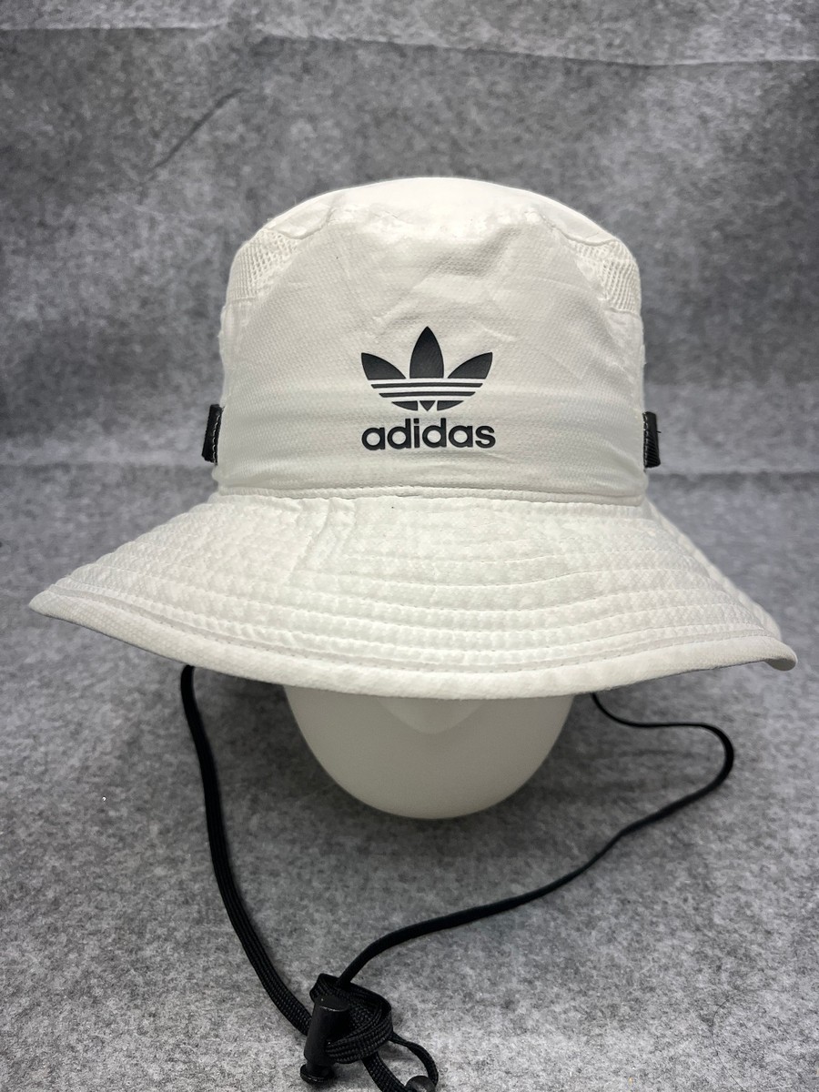 Adidas Sun Bucket Hat Cap Adult One Size White Polyester Camp Fish