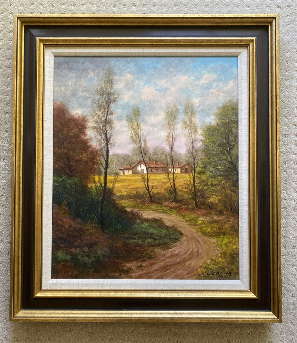 Antonio Cereda Italian Artist Oil On Canvas Landscape Cottage