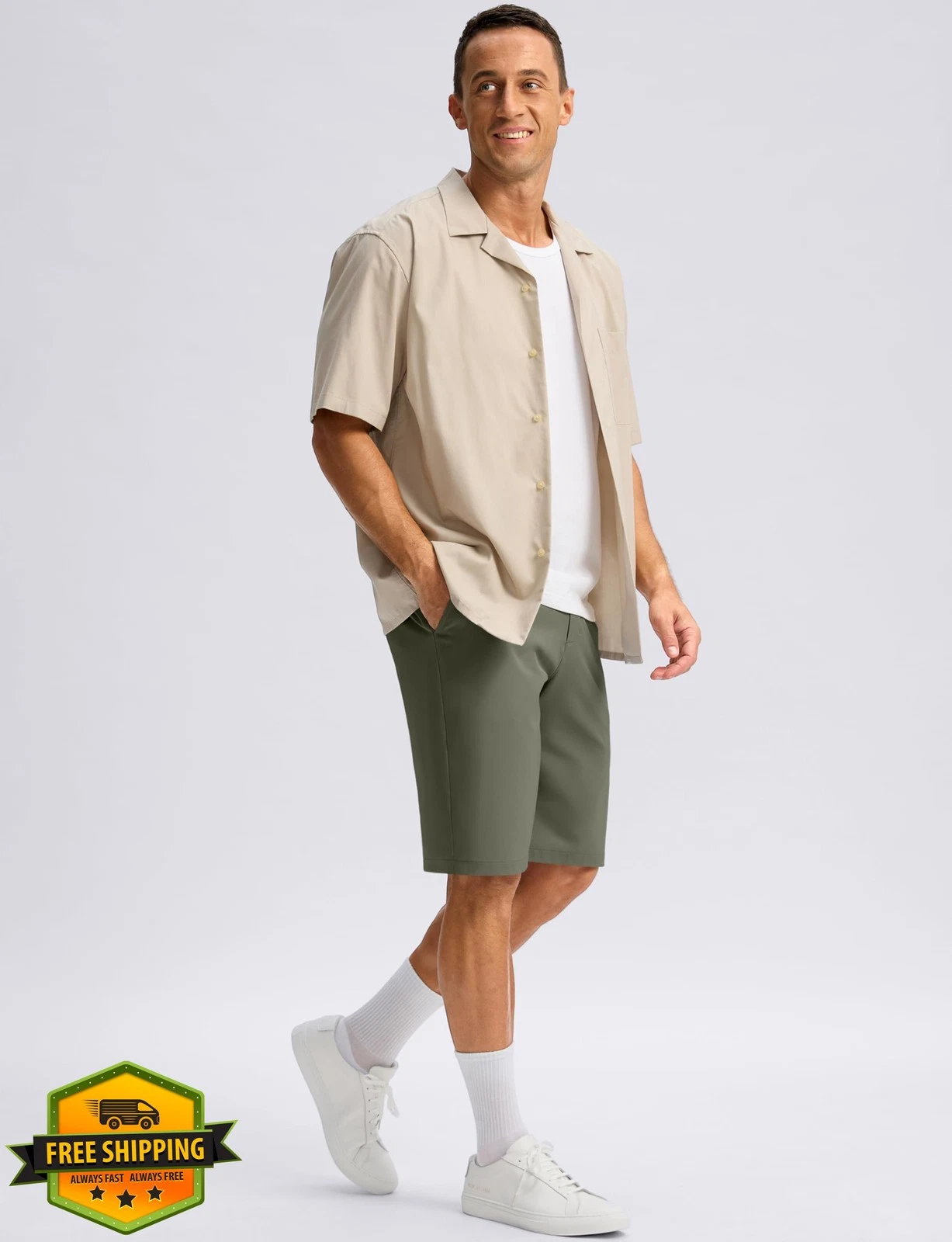 Pudolla Mens Golf Shorts 11" Stretch Quick Dry
