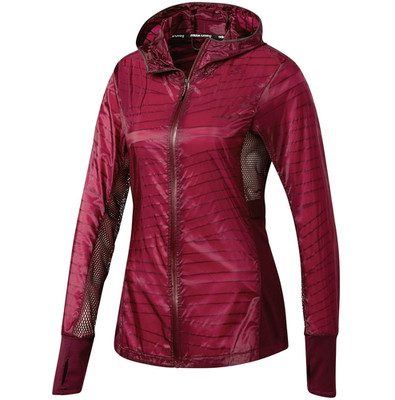 Adidas Damen Laufjacke Windbreaker Sport Training Jacke Windjacke glanz wein rot