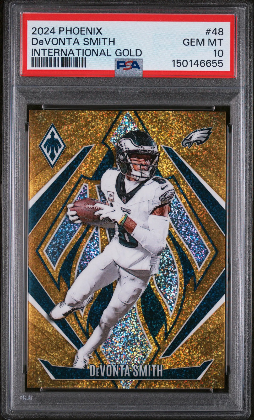 DEVONTA SMITH 2024 Panini Phoenix International Gold Prizm /10 #48 PSA 10 Eagles