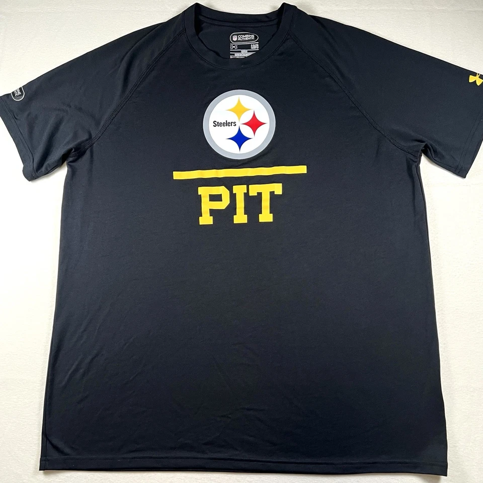 Under Armour Heatgear Pittsburgh Steelers Combine Authentic Black Shirt Men’s L - Image 2 of 4