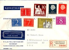 GOLDPATH: Netherlands cover 1964 to USA registered airmail CV903_P10