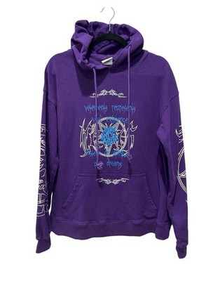 Vetements Purple Unisex Hoodie With Graphic Print & Drawstring Hood SMALL