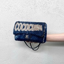 RARE☆☆☆☆☆CHANEL 2016 COCO CUBA Sequins Double Chain Shoulder Single Flap Bag