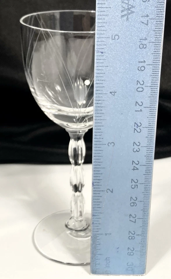 6 Fostoria HERALDRY Wine Glass Goblets 5 1/4" Set Etch 743 Stem 6012 Vtg RARE - Image 2 of 4