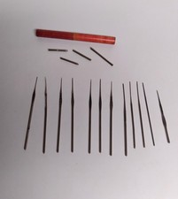 Vintage Crochet Hooks Wood Case Tip Covers Lot of 12 Fine Tip Hooks Five Boye