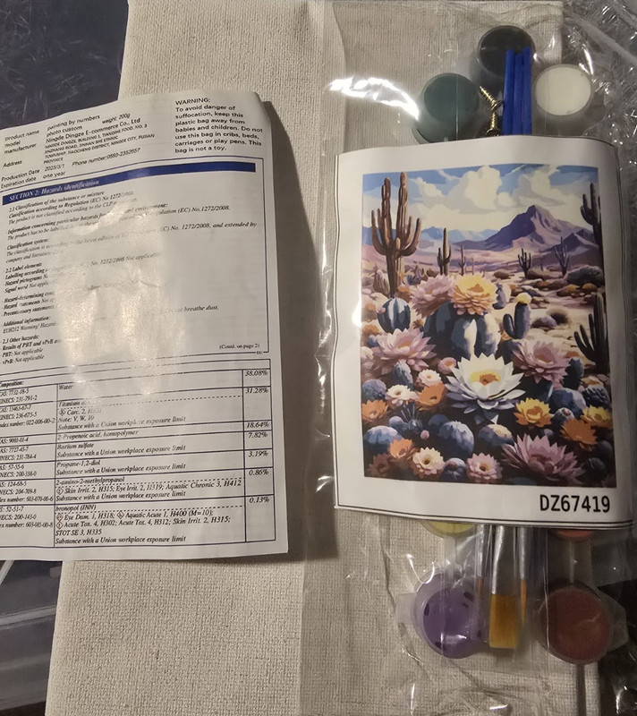 Paint by Numbers Kit Desert Cactus Flowers Floral Design Canvas MPN DZ67419