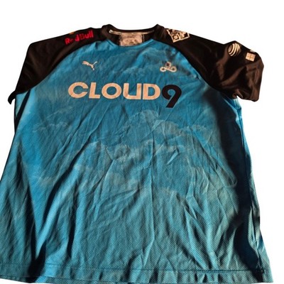 Puma Cloud9 Esports Jersey Mens 3XL Blue Black Sponsor Logo Gaming Shirt 13711