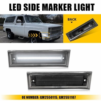 For Chevy GMC Suburban 1981 82-1991 Smoke White LED Bumper Side Marker Light EXR