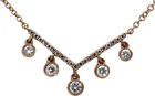 14k Rose Gold Round Diamond Chevron Dangle Pendant Necklace 0.12CT