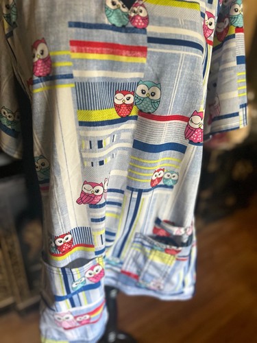 Cherokee Scrub Work Wear Nurse Owl Pattern V Neck Panel Top Sz 2XL - Picture 10 of 10