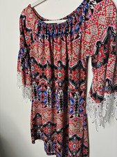 WinWin Women’s L/XL Lace Tunic Dress Paisley Round Neck Half Sleeve Elastic