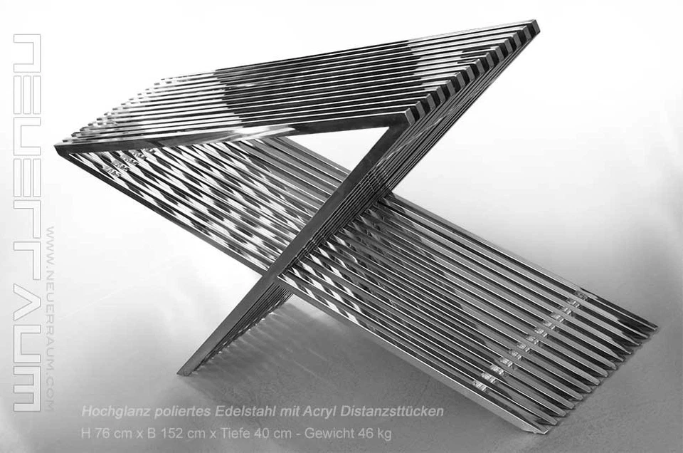 Credenza Consolle Di Lucide Acciaio Inox Unico 40 KG Lunghezza 152 CM Altezza 76 - Immagine 3 di 3