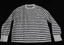 Calvin Klein Men's Classic Smooth Cotton Stripe Sweater EJ3 White Size XL NWT