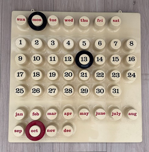 Vtg Perpetual Ring-a-date Calendar Euroway Torino Giorgio Della Beffa MCM 18.5"