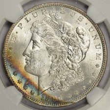 1886 Morgan Dollar - NGC MS64 - Rainbow Toned Rim Toning! (Inv#133)