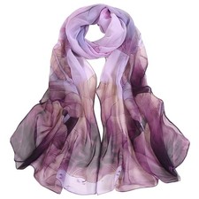 Geoxury Scarfs for Women Lightweight Floral Pattern 160 50cm, Purplegradient
