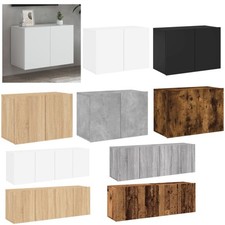 1/2 Stk. Wand TV Schrank mit LED Leuchten Wandschrank Hängeschrank Wohnzimmer