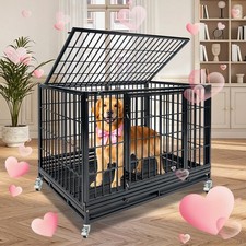 46" Stackable XL XXL Dog Crate w/Double Door, Heavy Duty Large Dog Cage Kennel