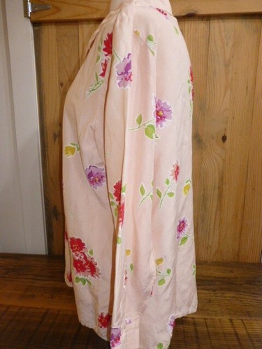 COLDWATER CREEK Large Blouse Silk Linen Peach Floral Embellished with Beads - Picture 4 of 6