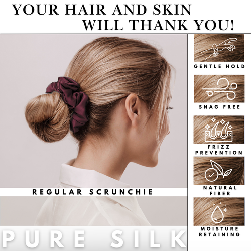 Regular 100% Mulberry Silk Scrunchie – Handmade in USA - Hair Tie - Picture 61 of 301