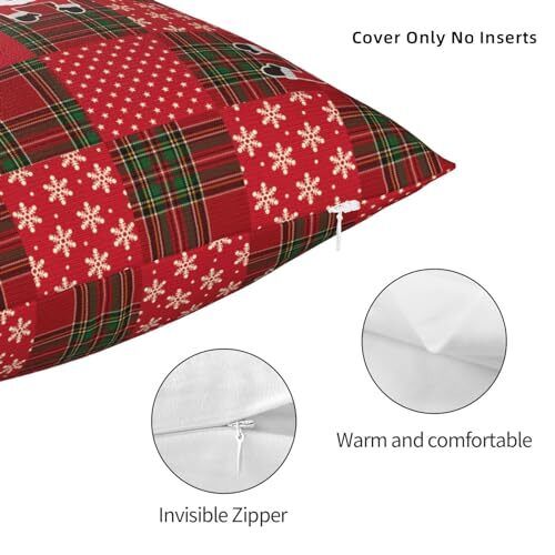 Red Plaid Christmas Throw Pillow Cover Case 18 X 18 for Couch Sofa Bed Home 13 - Bild 4 von 7