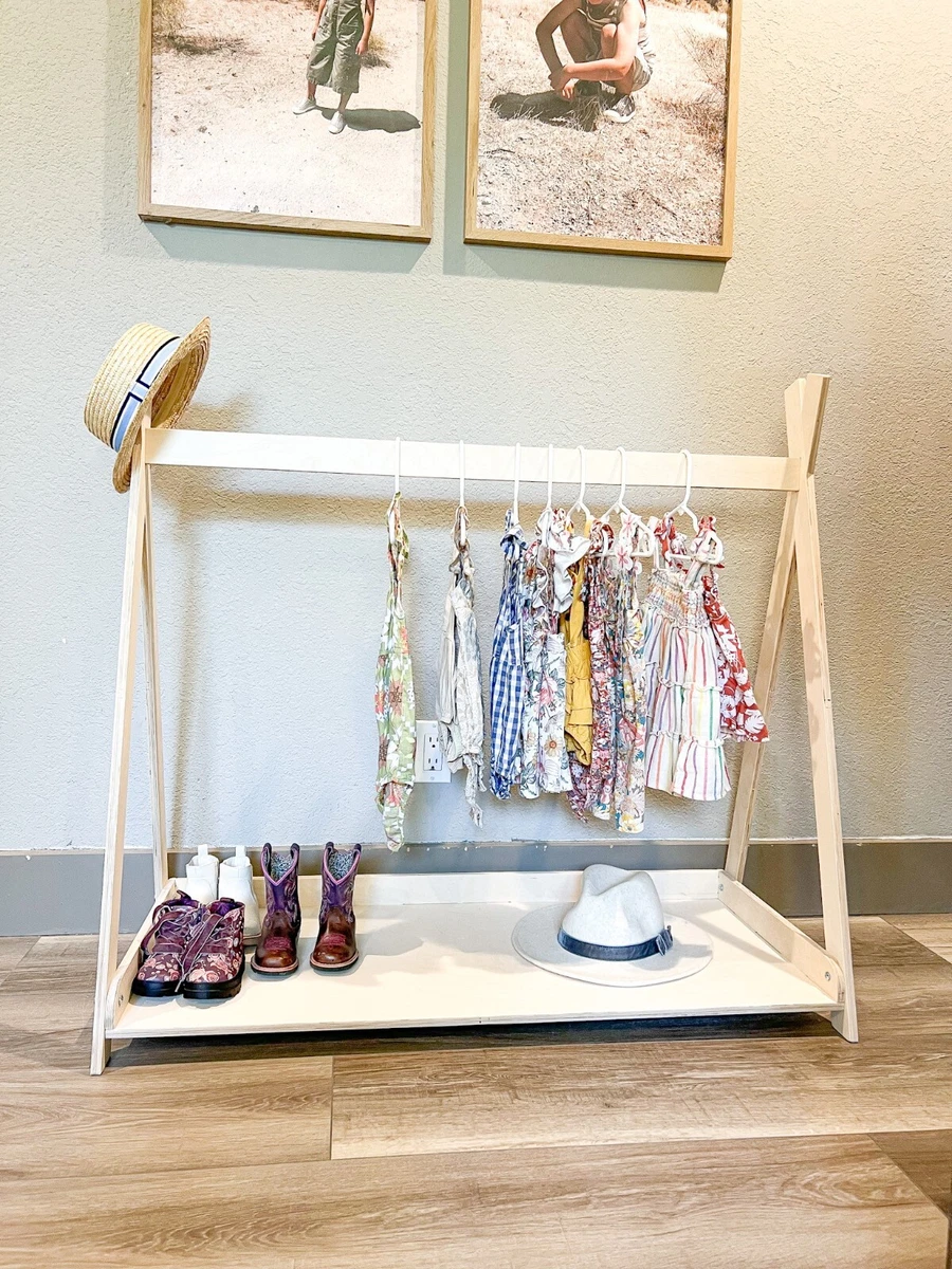 Montessori Clothing Rack With Shelf Personalized Kids 