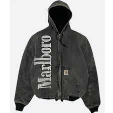 Marlboro Carhartt Grey Fleece Hoodie - Mens C...