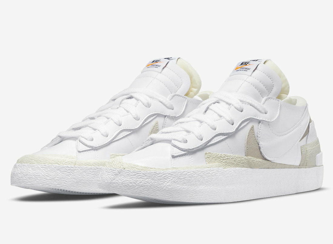 Nike Blazer Low x Sacai White Grey Patent Leather DM6443 100 Men's