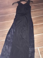H&M Black Sleeveless Dress Sz 6 Zip knotted Back NWT LBD 2 tone material