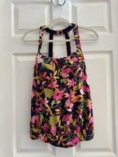 LANDS' END Deep Sea Jungle Print Blouson Tankini Swim Tank Women  s 6 Navy Floral