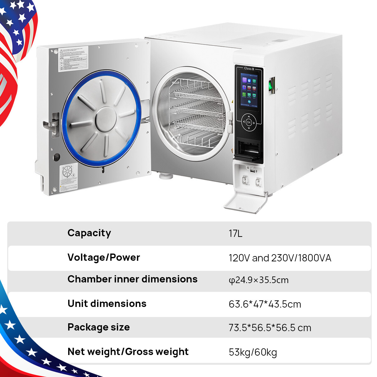 Dental Class B Autoclave Vacuum Pressure Steam Sterilizer / Dental Implant Motor